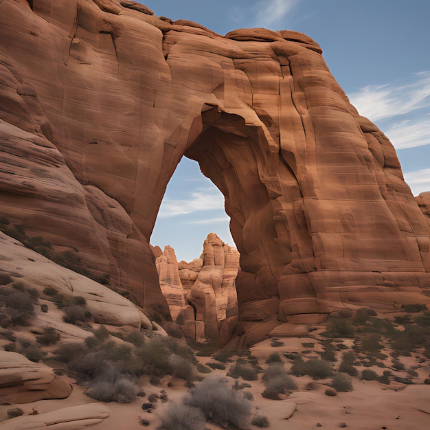 un grande arco è nel mezzo di un deserto