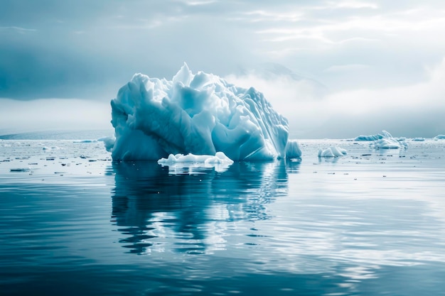 Un grande blocco di ghiaccio che galleggia nell'oceano