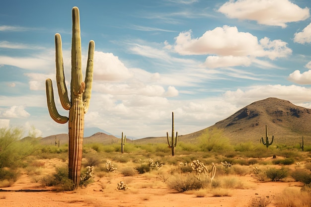 Un grande cactus Saguaro tipico paesaggio desertico USA Messico dallas