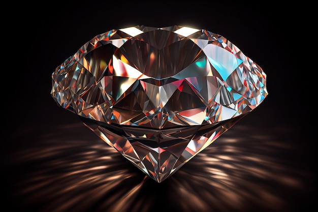 Un grande diamante su sfondo nero AI generativo