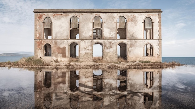 Un grande edificio abbandonato con la scritta "la parola" sul fondo.