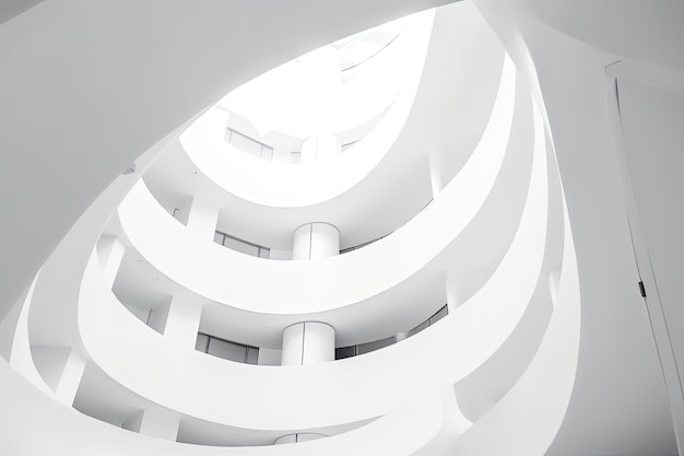 Un grande edificio bianco con un design a spirale che genera AI