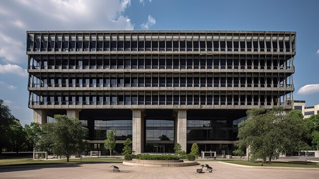 Un grande edificio con una grande facciata in vetro che riporta la parola giustizia.