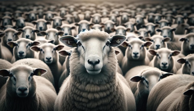 un grande gruppo di pecore