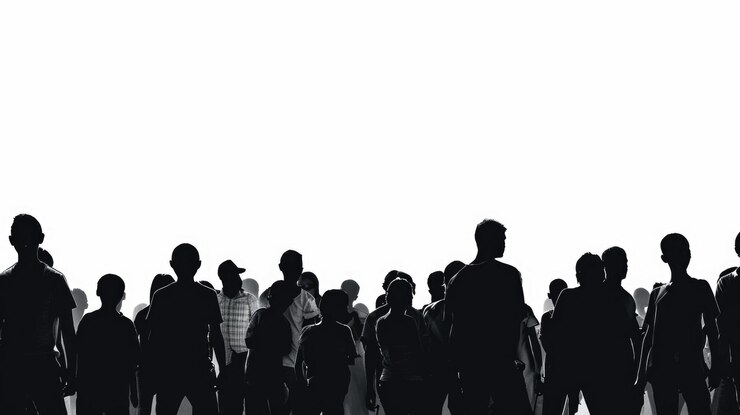 Foto un grande gruppo di persone in fila adatto per il lavoro di squadra aziendale o eventi sociali