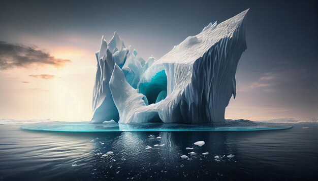 Un grande iceberg che si scioglie nell'oceano