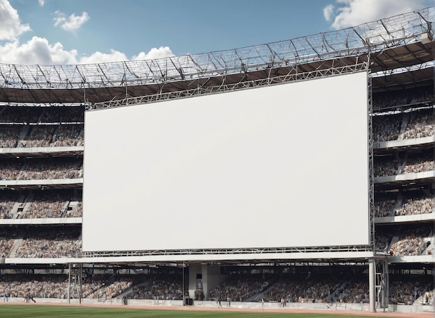 un grande schermo bianco in uno stadio di baseball