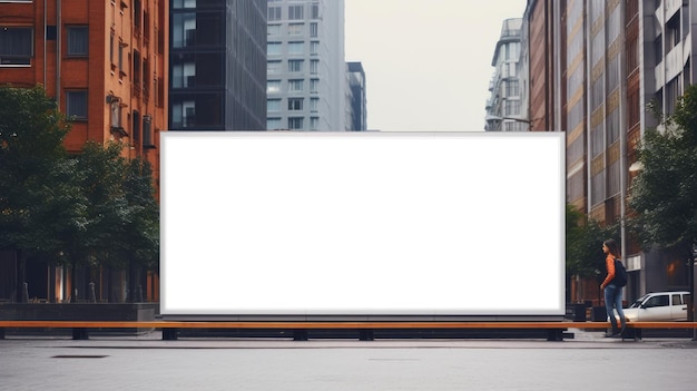 Un grande schermo digitale per i media all'aperto con un modello pubblicitario vuoto in una città urbana