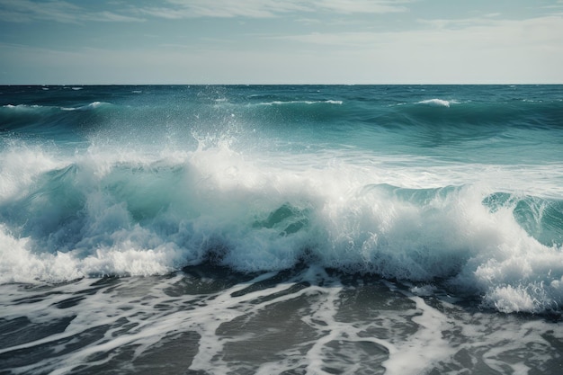 Un grande specchio d'acqua con onde che arrivano in IA generativa