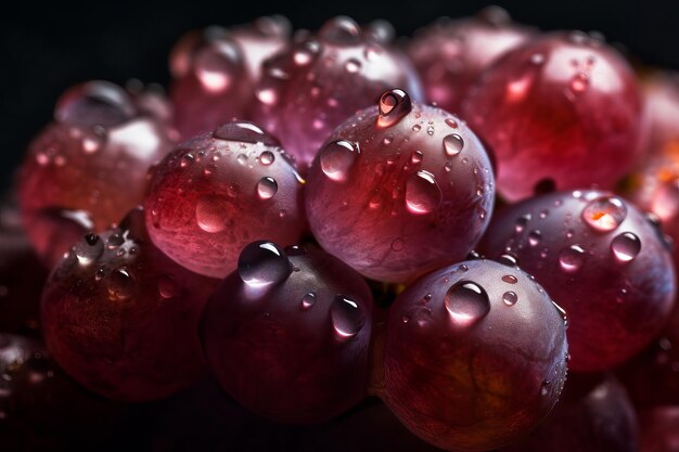 Un grappolo d'uva con gocce d'acqua su di loro