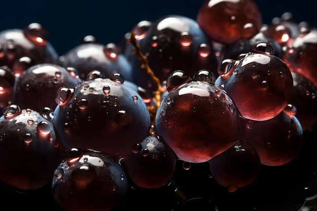 Un grappolo d'uva con lo sfondo scuro