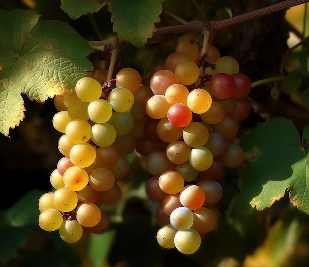 Un grappolo d'uva gialla pende