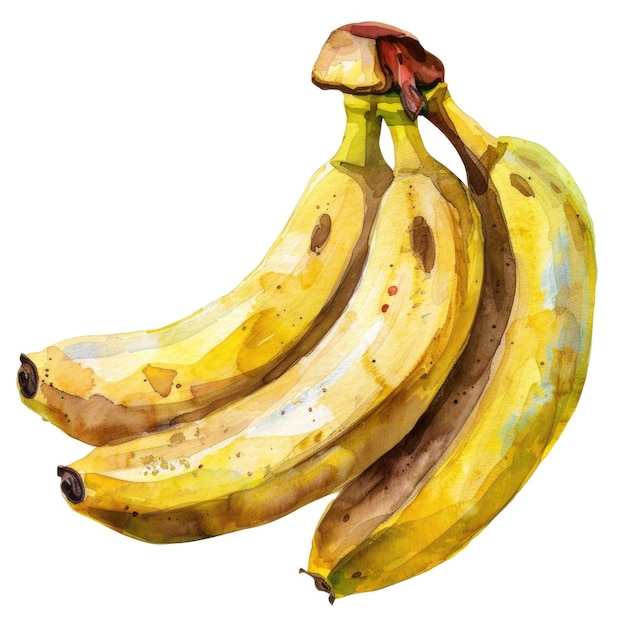 Un grappolo di banane mature prende vita in questo dipinto ad acquerello