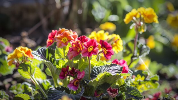 Un grappolo di fiori che cresce nella terra