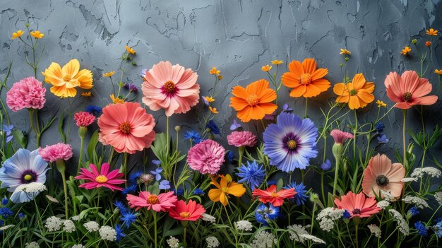 Un grappolo di fiori davanti al muro