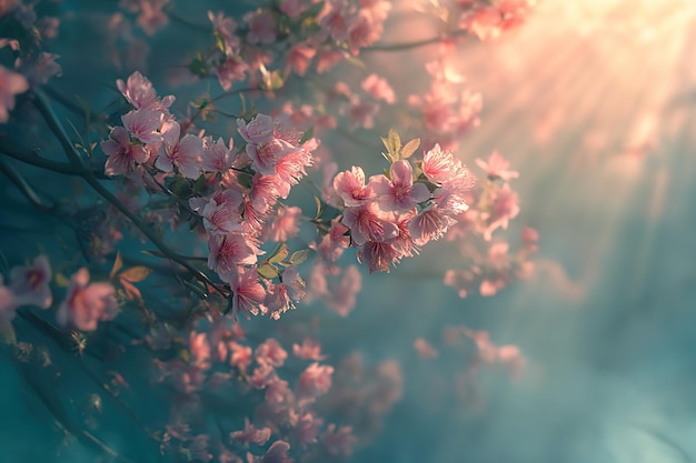 Un grappolo di fiori vivaci in piena fioritura adorna un albero creando uno spettacolo colorato e vivace