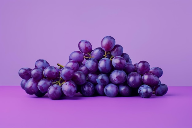 un grappolo di uva viola su uno sfondo rosa