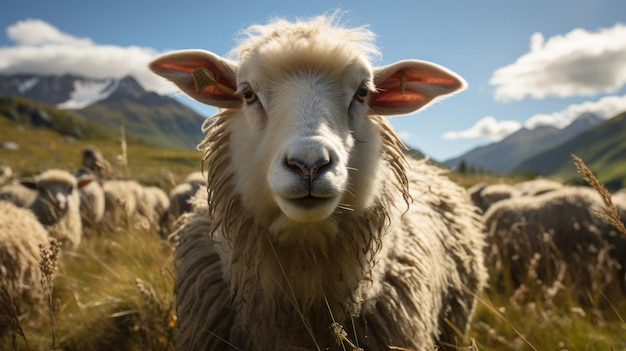 Un gregge di pecore che fissano