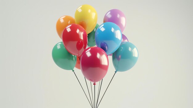 Un gruppo colorato di palloncini che galleggiano nell'aria I palloncini sono rossi blu verde giallo arancione viola rosa