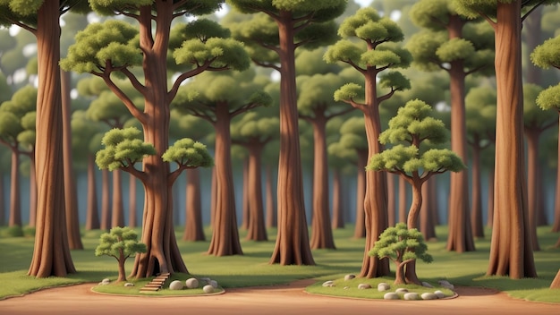 Un gruppo di alberi in una foresta