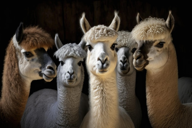 Un gruppo di alpaca Camelid dal Sud America