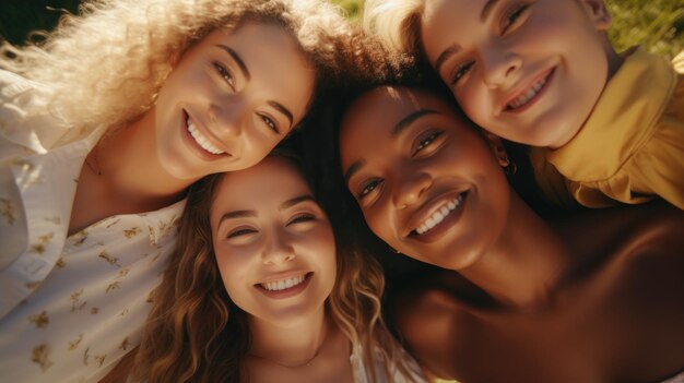 Un gruppo di amici felici che si fanno un selfie estivo in spiaggia