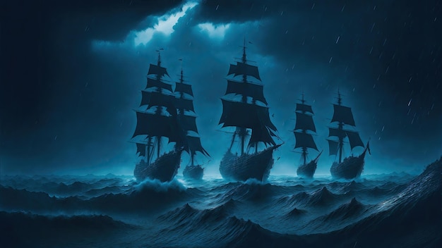 Un gruppo di avventurieri salpa verso un'isola lontana con la loro nave che solca le onde di un mare