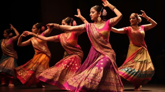 Un gruppo di ballerini provenienti dallo stato indiano esegue una danza tradizionale.