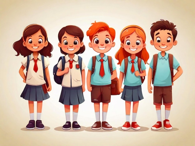 un gruppo di bambini in uniforme scolastico per uniformi scolastiche