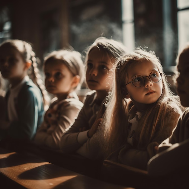 Un gruppo di bambini seduti in classe