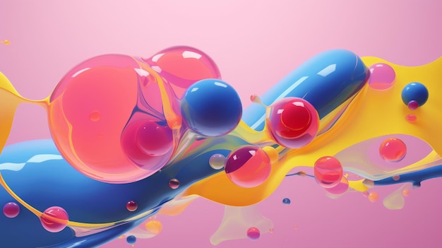 Un gruppo di bolle colorate che galleggiano l'una sull'altra