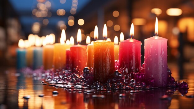 Un gruppo di candele colorate che dicono l'anno