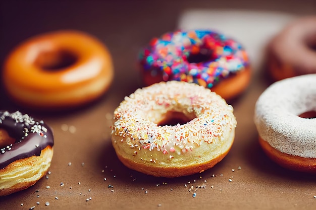 Un gruppo di ciambelle con spruzzi su di loro