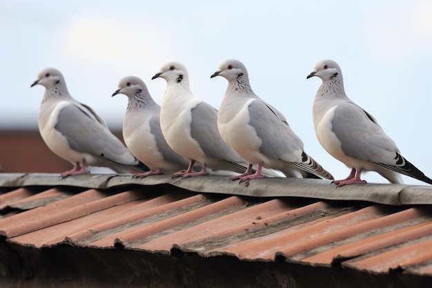 Un gruppo di colombe appollaiato su un roofto