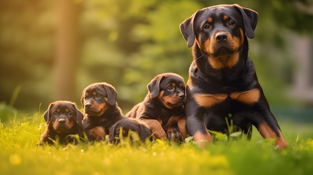 un gruppo di cuccioli in un campo