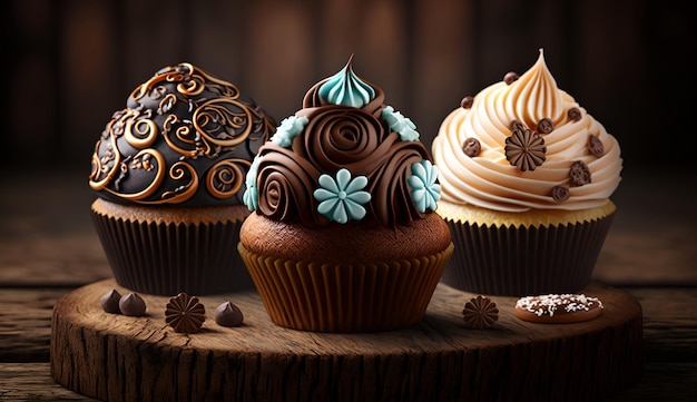 Un gruppo di cupcakes con sapori diversi su di loro