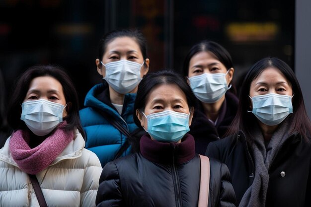 un gruppo di donne che indossano maschere per la faccia indossano mask per la faccia