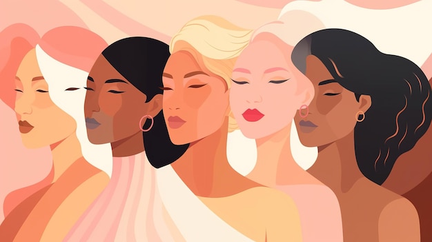 Un gruppo di donne multietniche illustrazione