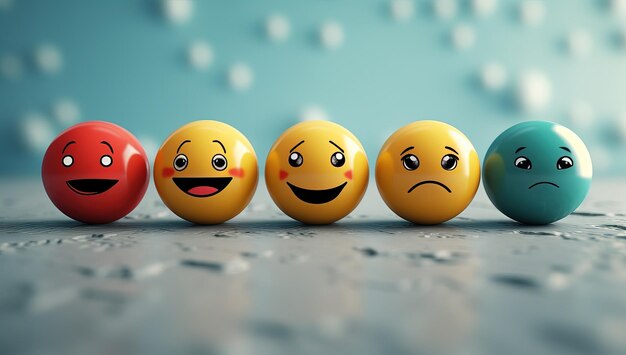 un gruppo di emoticon con emozioni diverse