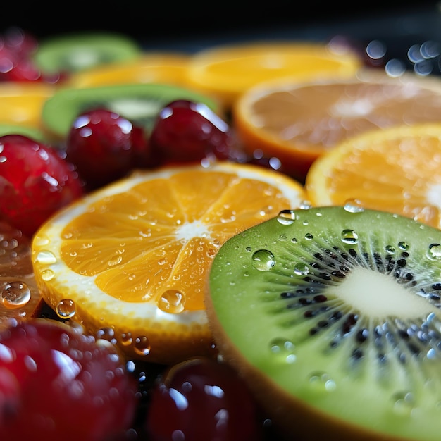 un gruppo di fette di frutta