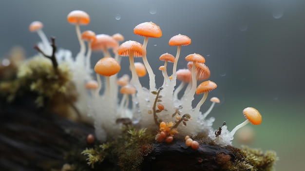 Un gruppo di funghi sul ramo di un albero