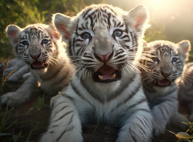 Un gruppo di gattini tigre bianchi