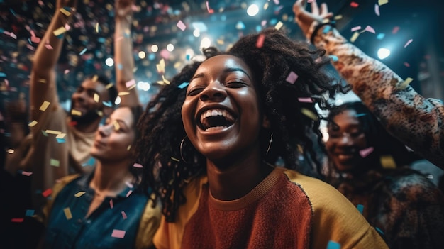 Un gruppo di giovani amici che festeggiano il Capodanno