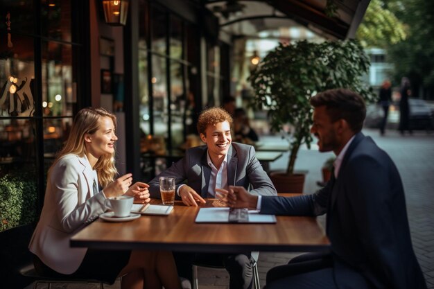 Un gruppo di giovani colleghi che si riuniscono in un caffè