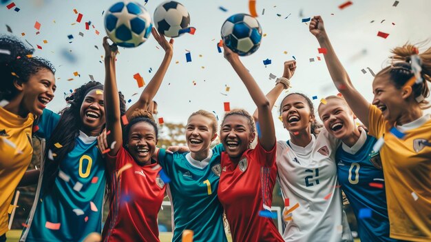 un gruppo di giovani ragazze che giocano a calcio