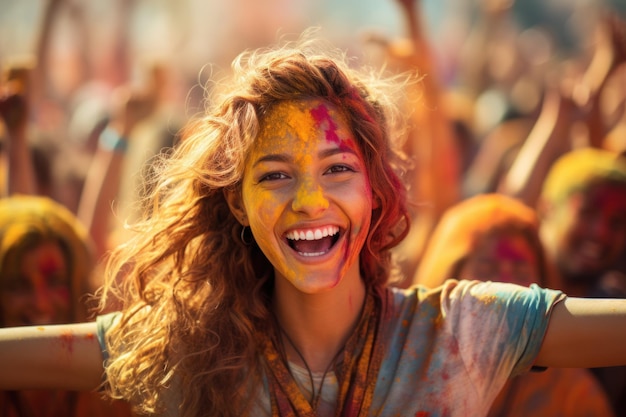 Un gruppo di indiani che celebra l'Holi Festival AI generativa