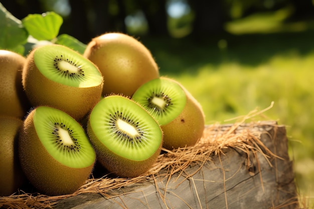 un gruppo di kiwi tagliati a metà