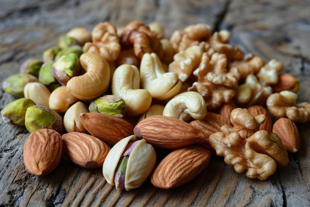 Un gruppo di mandorle pistacchi noci macadamia anacardi