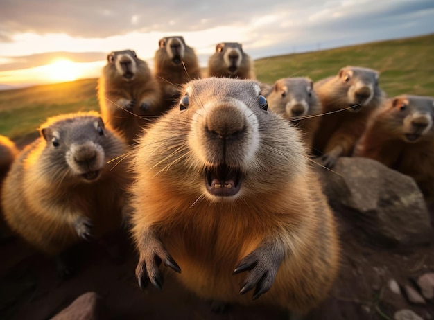 Un gruppo di marmotte