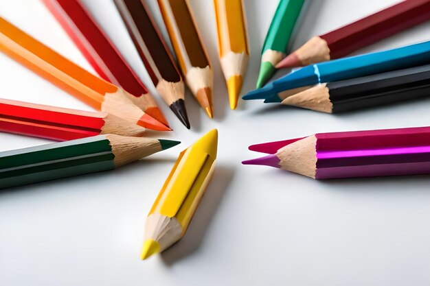 Un gruppo di matite colorate è disposto in cerchio.